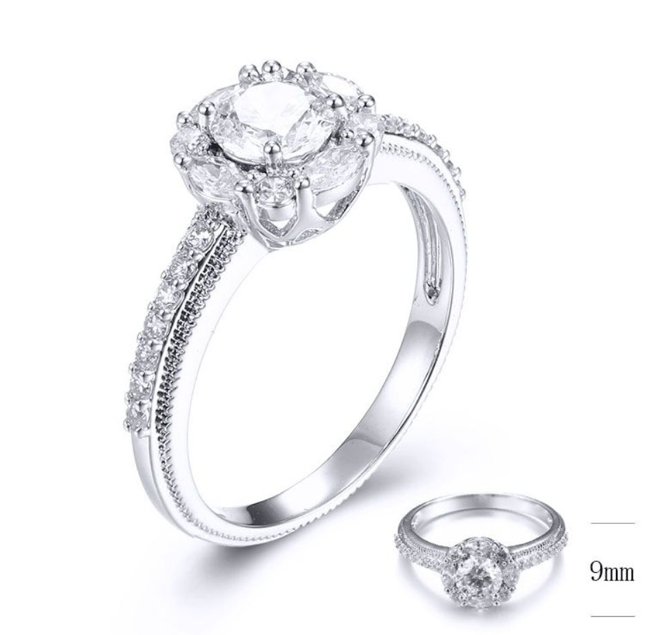 SJ31887, Ladies' Moissanite Ring, S925, Rhodium Plated, White, 7.65g