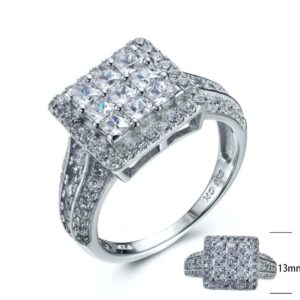 SJ24817, Ladies' Moissanite Ring, S925, Rhodium Plated, White, 5.16g