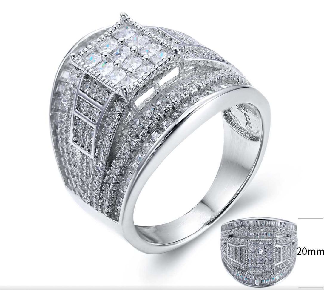 SJ25389, Ladies' Moissanite Ring, S925, Rhodium Plated, White, 9.5g