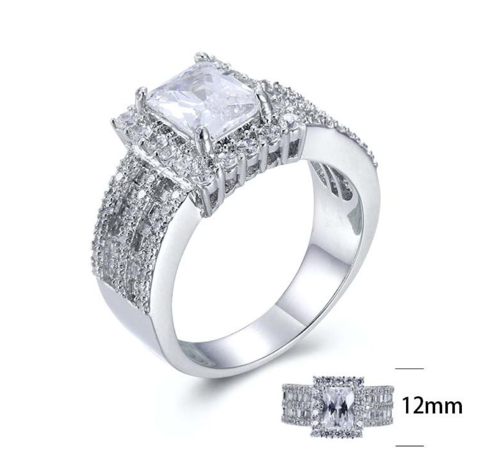 SJ26140, Ladies' Moissanite Ring, S925, Rhodium Plated, White, 7.22g