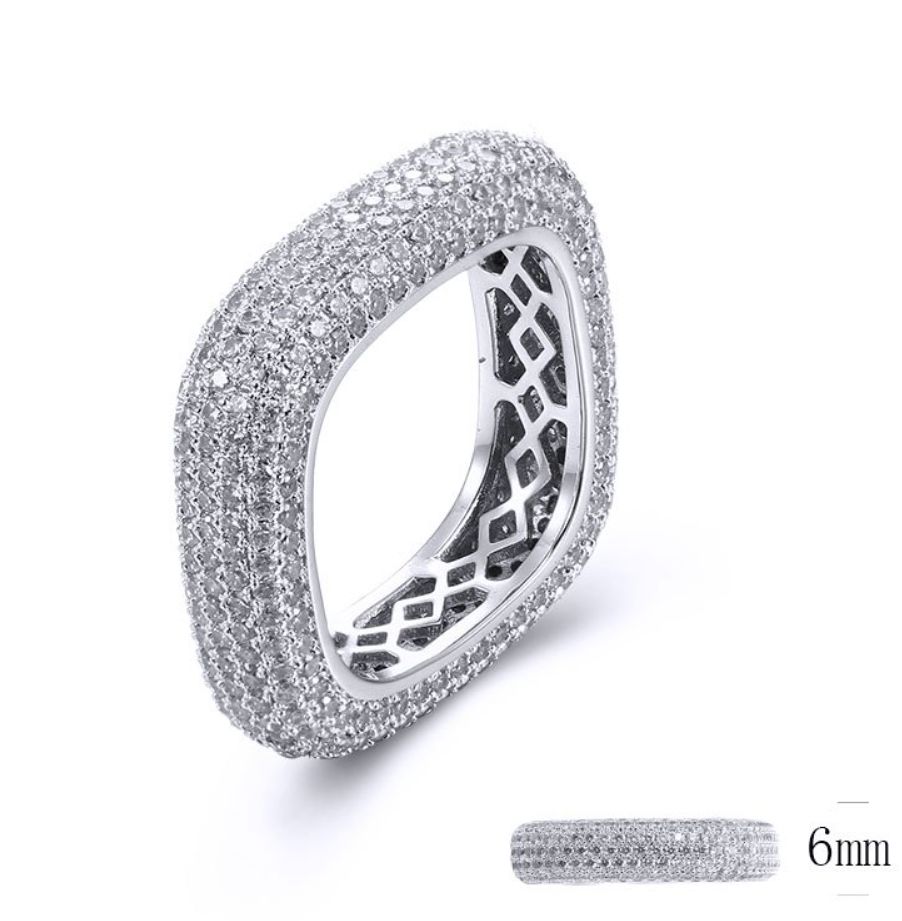 SJ33134-C, Ladies' Moissanite Ring, S925, Rhodium + Black Rhodium Plated, Silver, 14.65g