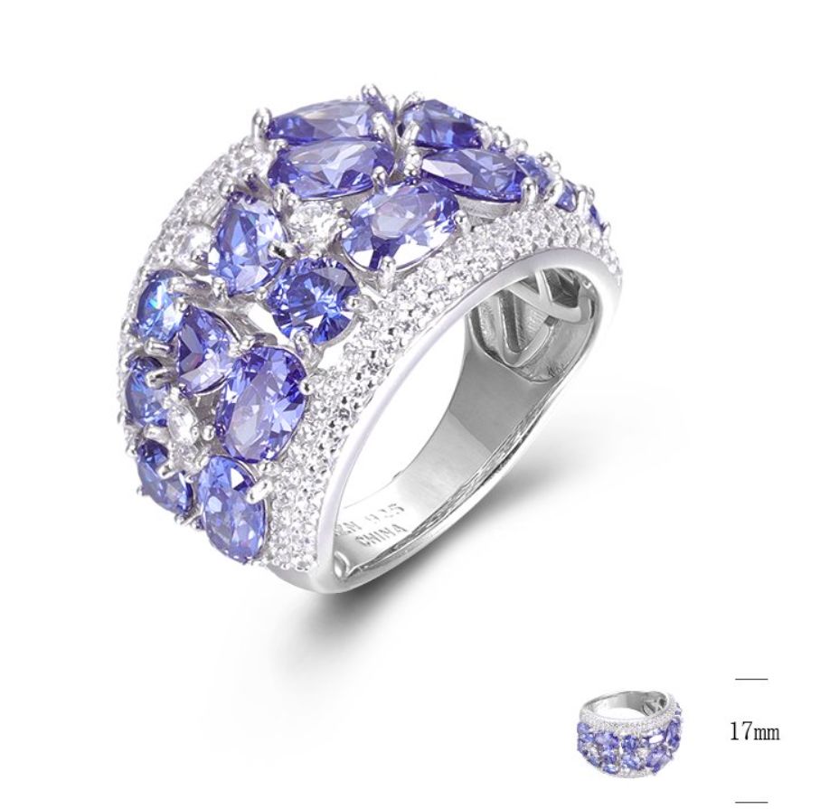 SJ45981, Ladies' Moissanite Ring, S925, Rhodium Plated, White, 8.6g