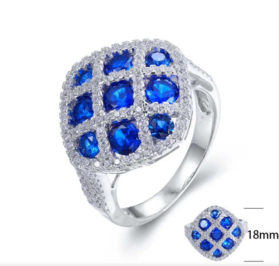 SJ25228, Ladies' Moissanite Ring, S925, Rhodium Plated, White, 6.39g