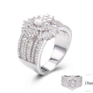 SJ29098, Ladies' Moissanite Ring, S925, Rhodium Plated, White, 9.48g