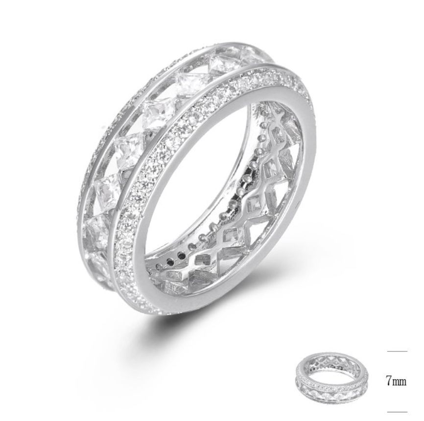 SJ45552, Ladies' Moissanite Ring, S925, Rhodium Plated, White, 4.02g