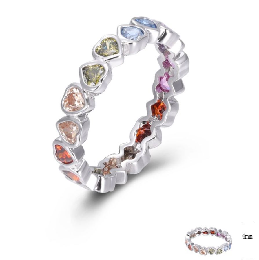 SJ45688, Ladies' Moissanite Ring, S925, Rhodium Plated, White, 2.6g