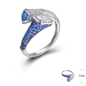 SJ44792-C, Ladies' Moissanite Ring, S925, Rhodium + Black Rhodium Plated, Silver, 3.5g