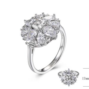 SJ29155, Ladies' Moissanite Ring, S925, Rhodium Plated, White, 4.33g