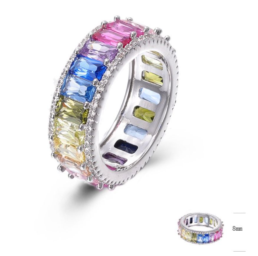 SJ44800, Ladies' Moissanite Ring, S925, Rhodium Plated, White, 6.23g