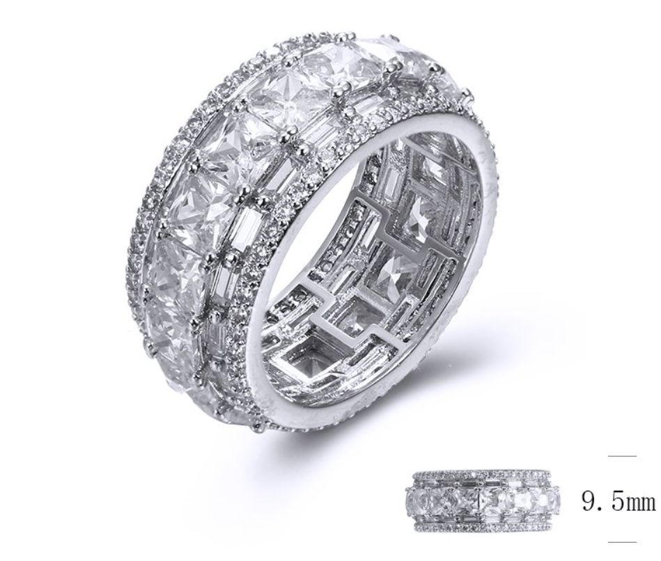 SJ34086, Ladies' Moissanite Ring, S925, Rhodium Plated, White, 8.08g