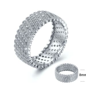 SJ13805-C, Ladies' Moissanite Ring, S925, Rhodium + Black Rhodium Plated, Silver, 4.52g