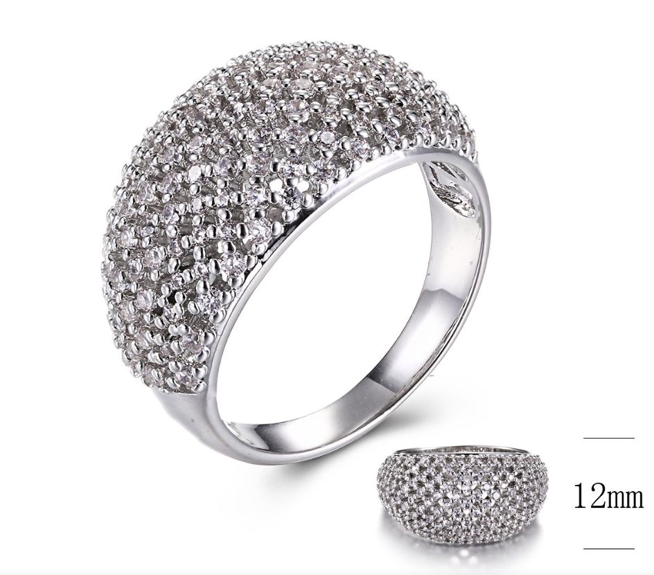 SJ30709-C, Ladies' Moissanite Ring, S925, Rhodium + Black Rhodium Plated, Silver, 5.92g