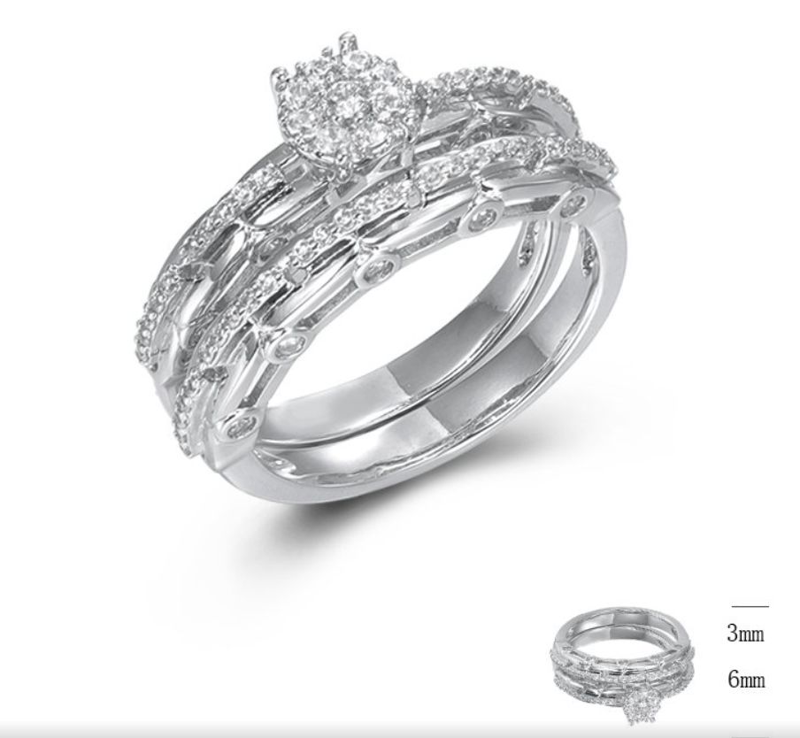SJ44833, Ladies' Moissanite Ring, S925, Rhodium Plated, White, 5.24g