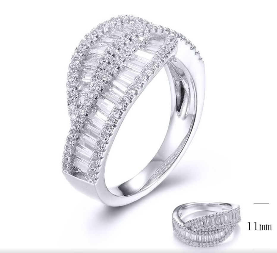 SJ31791, Ladies' Moissanite Ring, S925, Rhodium Plated, White, 4.92g