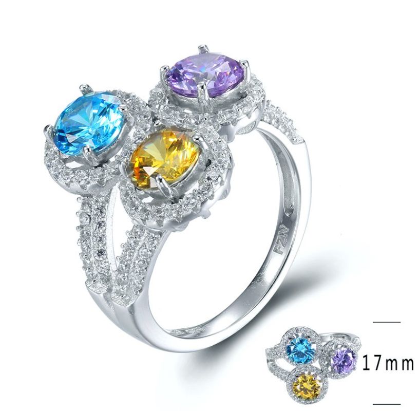 SJ27892, Ladies' Moissanite Ring, S925, Rhodium Plated, White, 5.33g