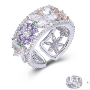 SJ01555, Ladies' Moissanite Ring, S925, Rhodium Plated, White, 6.4g