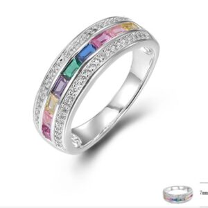 SJ44232, Ladies' Moissanite Ring, S925, Rhodium Plated, White, 3.75g