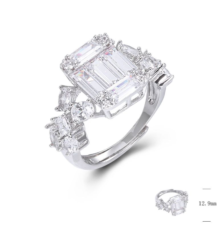 SJ47483, Ladies' Moissanite Ring, S925, Rhodium Plated, White, 3.91g
