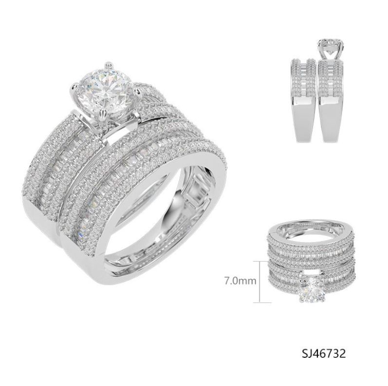 SJ46732, Ladies' Moissanite Ring, S925, Rhodium Plated, White, 9.77g