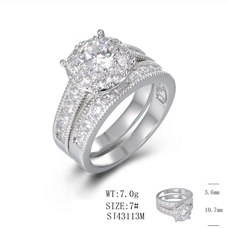 SJ43113, Ladies' Moissanite Ring, S925, Rhodium Plated, White, 6.96g