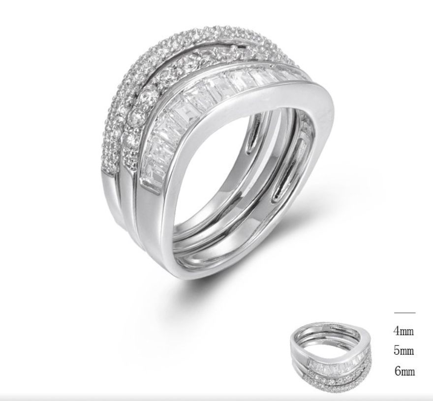 SJ44870, Ladies' Moissanite Ring, S925, Rhodium Plated, White, 6.11g