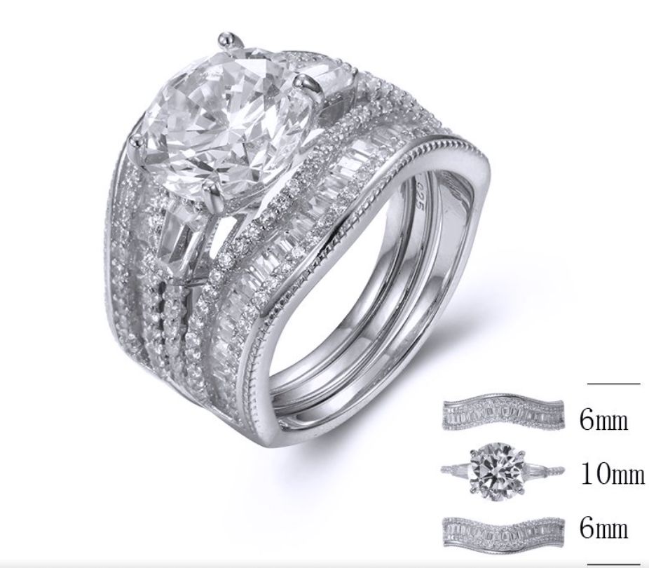 SJ36885, Ladies' Moissanite Ring, S925, Rhodium Plated, White, 10.1g