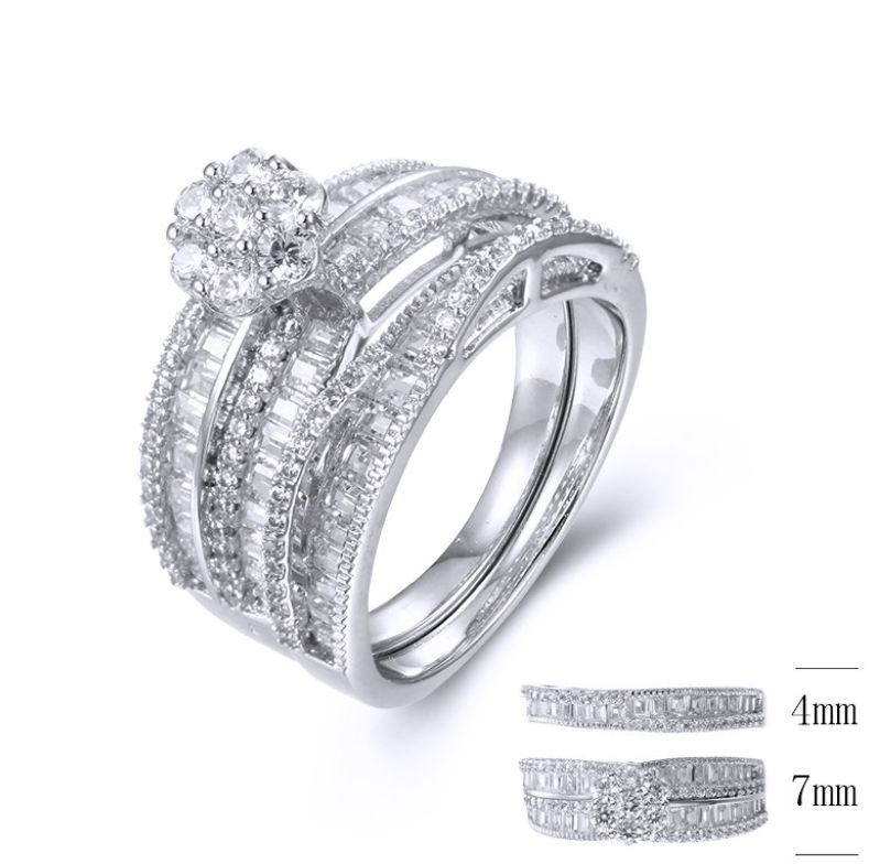 SJ37701, Ladies' Moissanite Ring, S925, Rhodium Plated, White, 6.65g