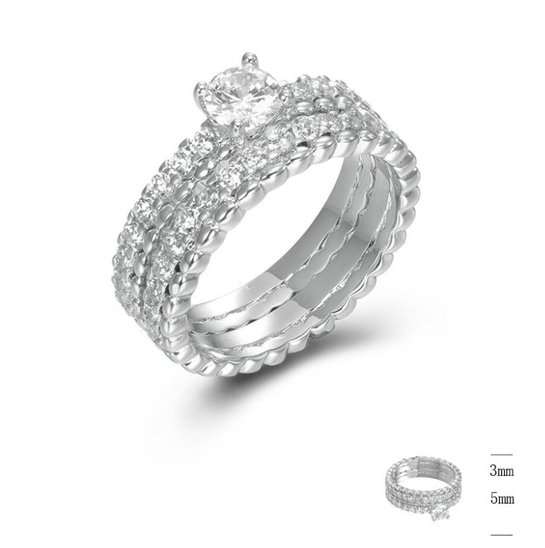 SJ45380, Ladies' Moissanite Ring, S925, Rhodium Plated, White, 5.35g