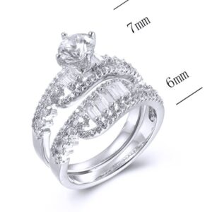 SJ38751, Ladies' Moissanite Ring, S925, Rhodium Plated, White, 5.68g