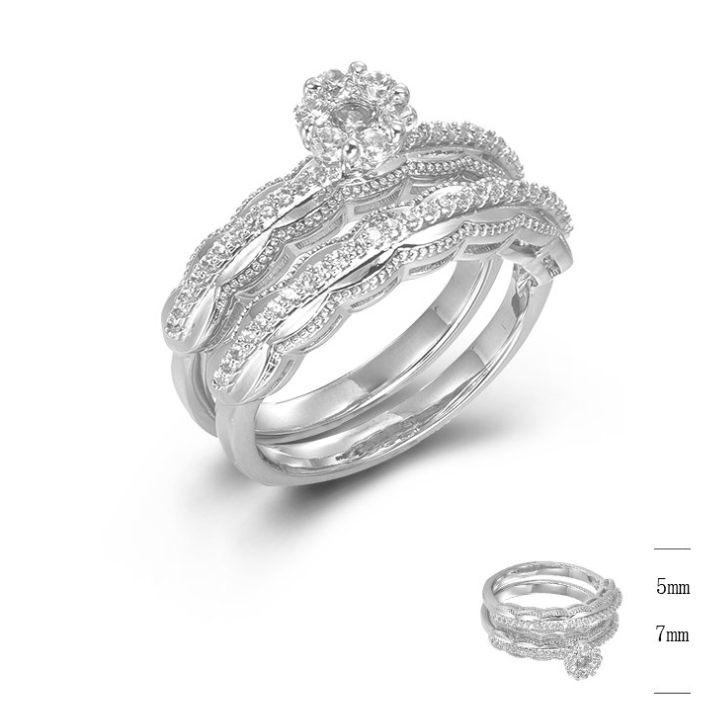SJ44848, Ladies' Moissanite Ring, S925, Rhodium Plated, White, 5.93g