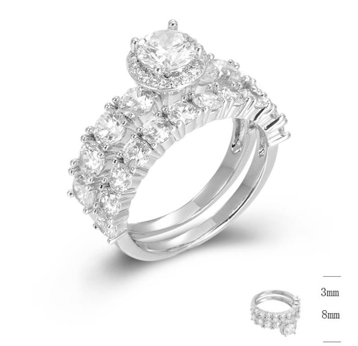 SJ46229, Ladies' Moissanite Ring, S925, Rhodium Plated, White, 6.18g