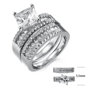 SJ41125, Ladies' Moissanite Ring, S925, Rhodium Plated, White, 8.4g