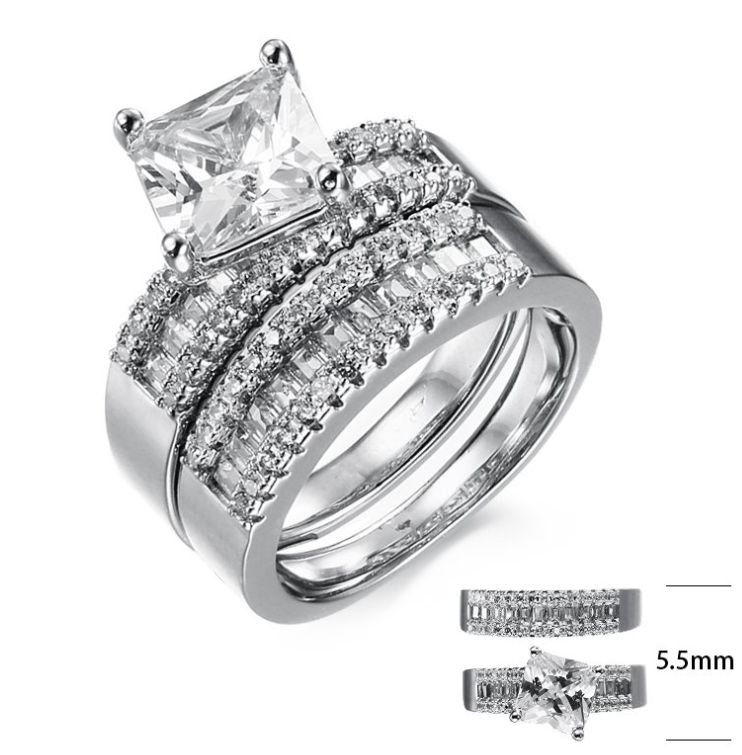 SJ41125, Ladies' Moissanite Ring, S925, Rhodium Plated, White, 8.4g