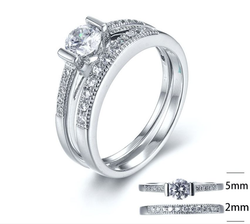 SJ28710, Ladies' Moissanite Ring, S925, Rhodium Plated, White, 3.65g