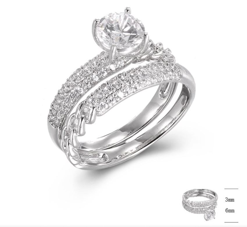 SJ43551, Ladies' Moissanite Ring, S925, Rhodium Plated, White, 4.03g