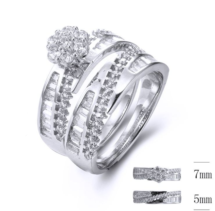 SJ33775, Ladies' Moissanite Ring, S925, Rhodium Plated, White, 6.1g