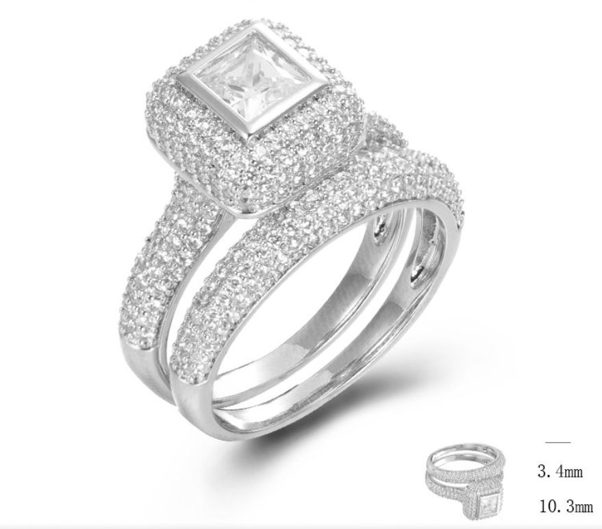 SJ46815, Ladies' Moissanite Ring, S925, Rhodium Plated, White, 10.74g