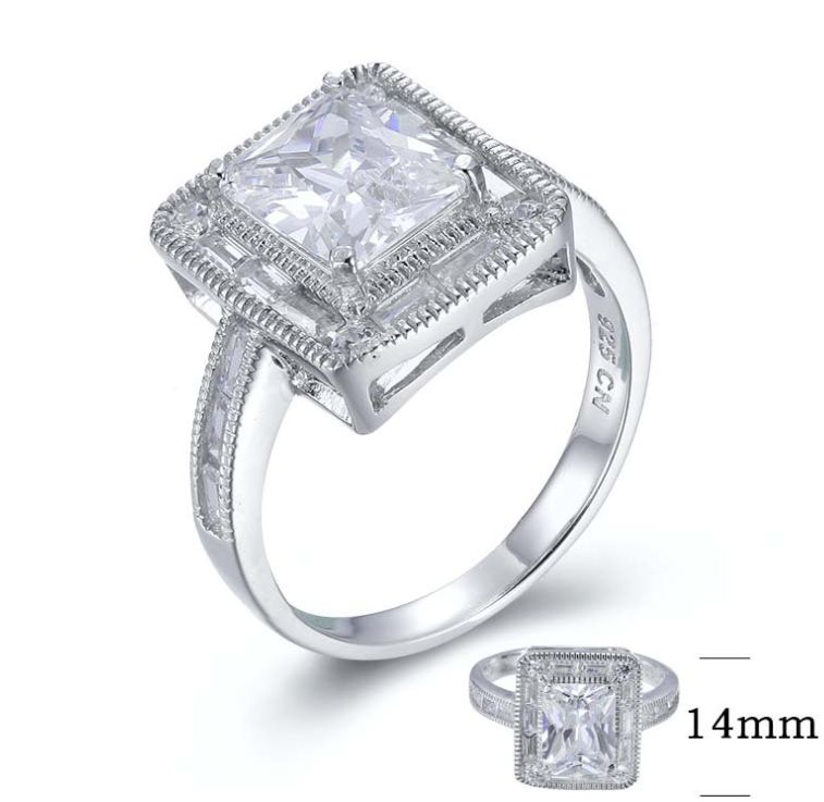 SJ26345, Ladies' Moissanite Ring, S925, Rhodium Plated, White, 5.3g
