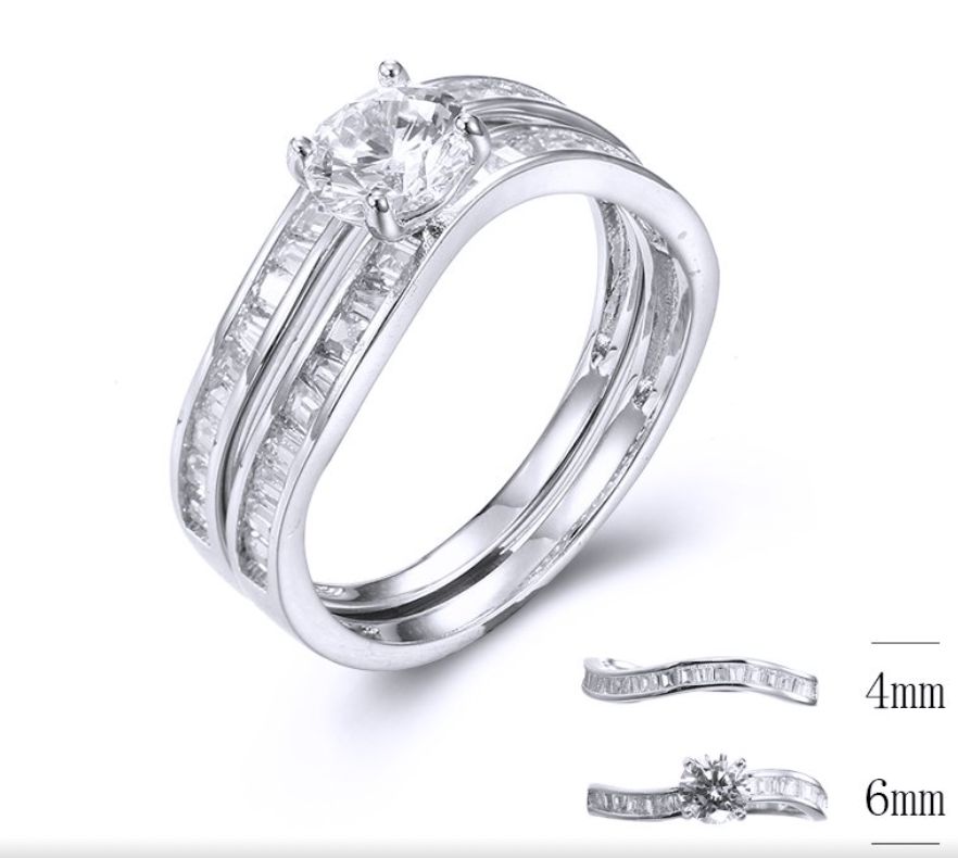 SJ33785, Ladies' Moissanite Ring, S925, Rhodium Plated, White, 3.35g