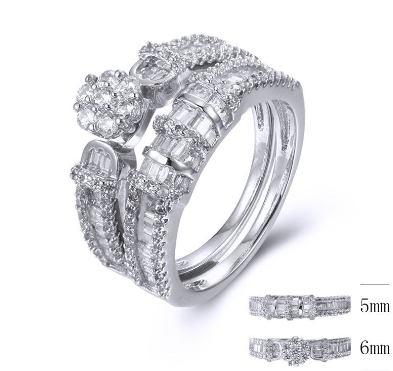 SJ37696, Ladies' Moissanite Ring, S925, Rhodium Plated, White, 5.71g