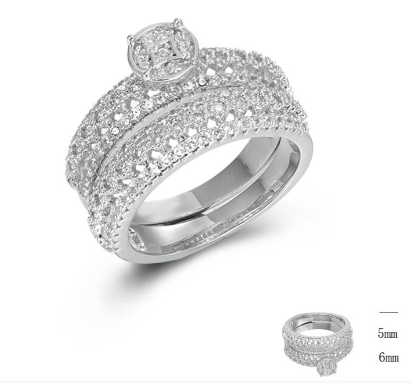 SJ44835, Ladies' Moissanite Ring, S925, Rhodium Plated, White, 6.61g
