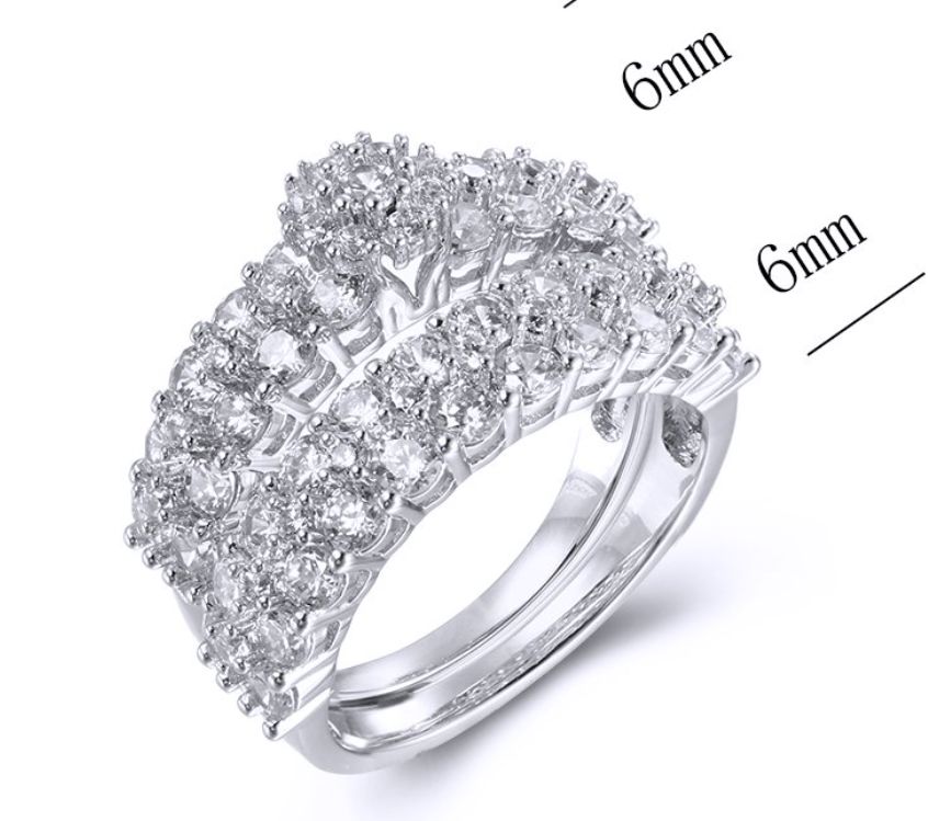 SJ38742, Ladies' Moissanite Ring, S925, Rhodium Plated, White, 5.75g