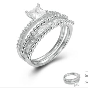 SJ45377, Ladies' Moissanite Ring, S925, Rhodium Plated, White, 3.85g