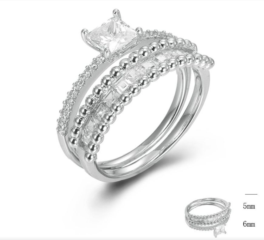 SJ45377, Ladies' Moissanite Ring, S925, Rhodium Plated, White, 3.85g