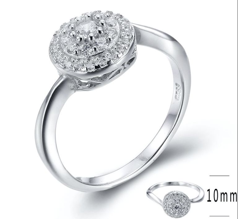 SJ16103, Ladies' Moissanite Ring, S925, Rhodium Plated, White, 2.7g