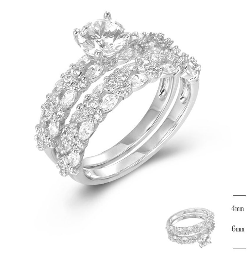SJ45582, Ladies' Moissanite Ring, S925, Rhodium Plated, White, 4.67g