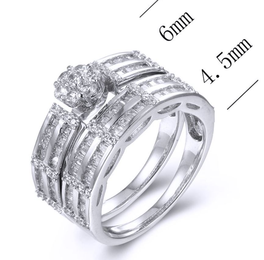 SJ37684, Ladies' Moissanite Ring, S925, Rhodium Plated, White, 5.57g