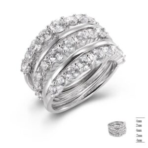SJ43553, Ladies' Moissanite Ring, S925, Rhodium Plated, White, 7.99g