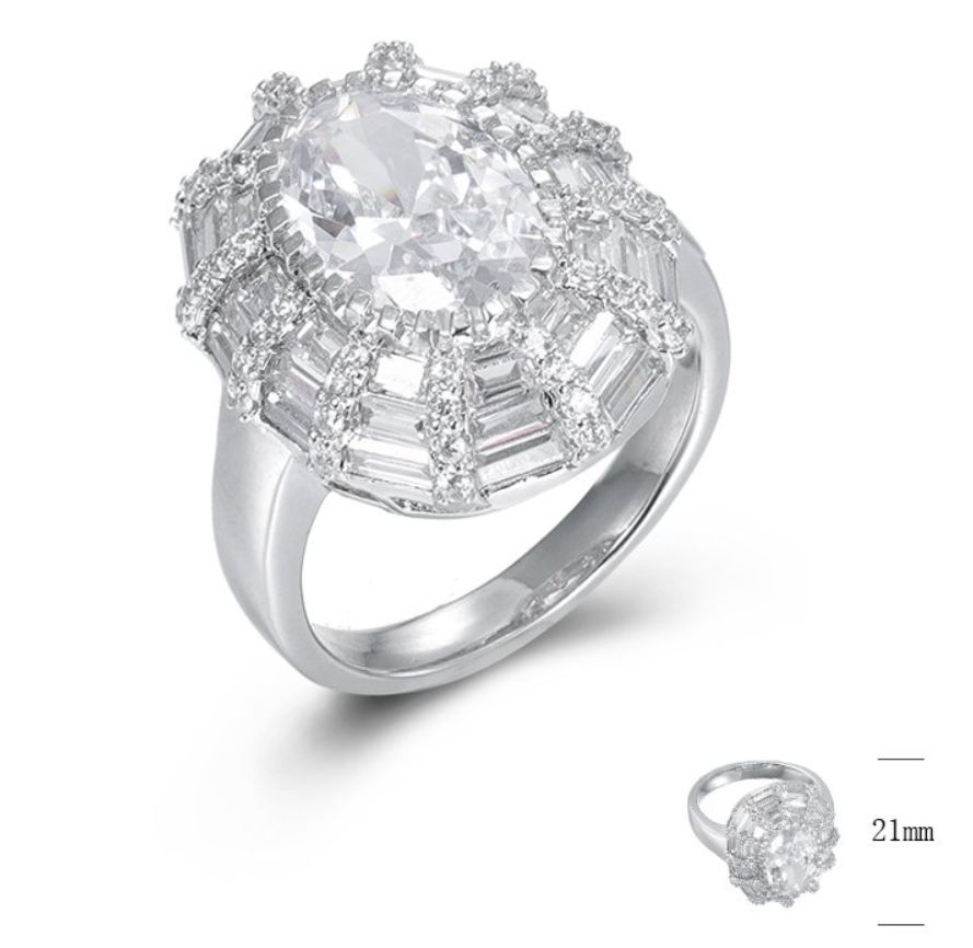 SJ44869, Ladies' Moissanite Ring, S925, Rhodium Plated, White, 7.5g