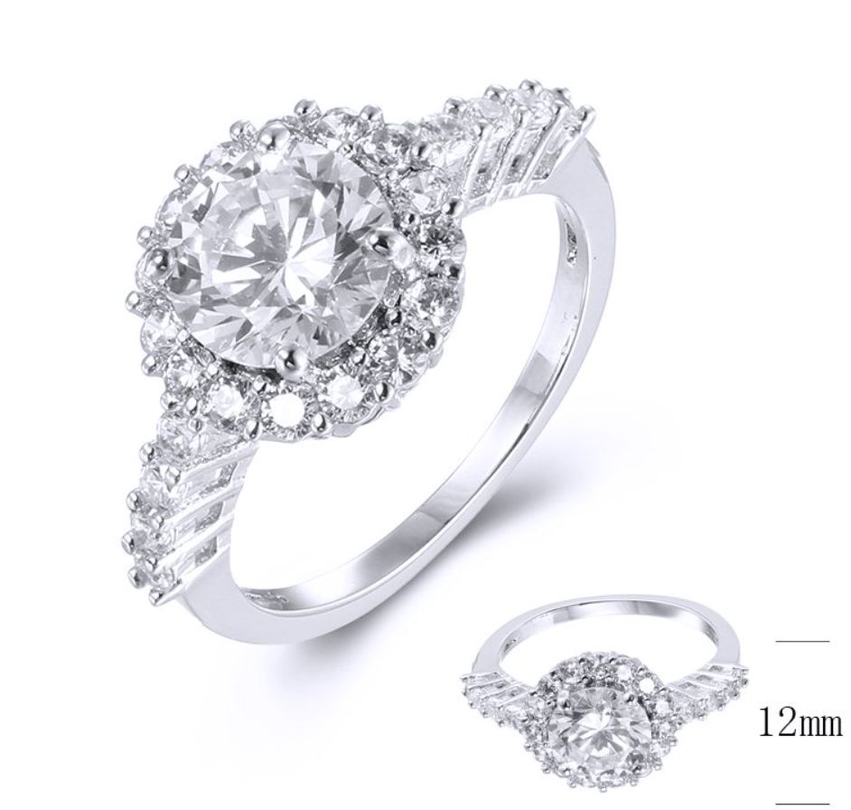 SJ38669, Ladies' Moissanite Ring, S925, Rhodium Plated, White, 3.36g